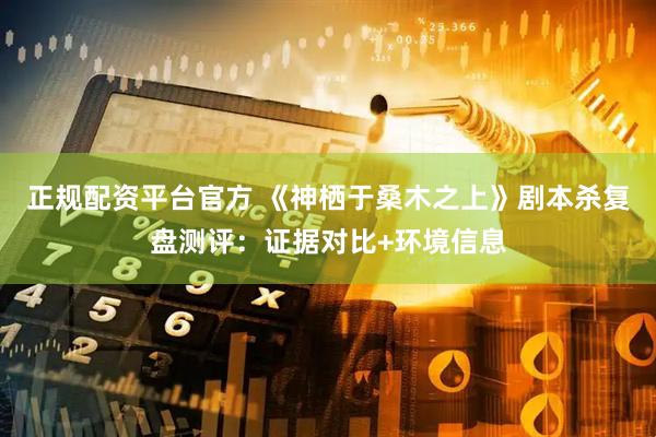 正规配资平台官方 《神栖于桑木之上》剧本杀复盘测评：证据对比+环境信息